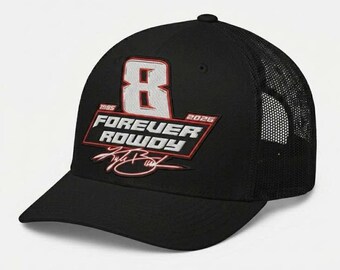 Kyle Busch Forever Rowdy 8 Racing Trucker Hat Embroidered Baseball Cap Vintage Retro Stock Car Fan, Rip Rowdy Cap, Tribute Kyle Racing Fan