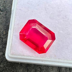 GIE Certified Flawless Natural Red Ruby Emerald Cut  12.25 Ct Loose MR Gemstone AAA+ With Free Gift+