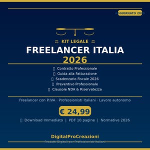 Kit Legale Freelancer Italia 2026 PDF - Contratti GDPR Preventivo Fattura Scadenze Fiscali