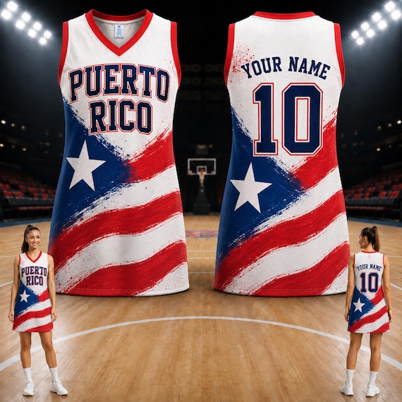 basketball jersey dress near me Puerto Rico Dress, Personalized Name Number Fan Outfit Closure Group General Standard