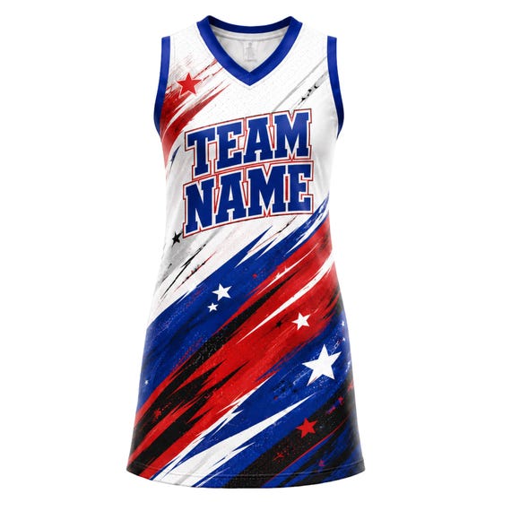 red white and blue jersey dress Custom Basketball Dress, Personalized Team Name Number, Sports Outfit best womens clothing online
