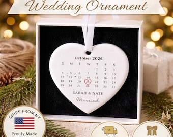 Personalized Wedding Ornament: Custom Gift for Married Couple, Unique Anniversary & Christmas Keepsake, Mr and Mrs Present