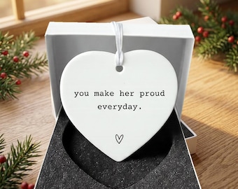Parent Memorial Heart Ornament - Loss of Mother Father Sympathy Gift - You Make Them Proud Minimalist Bereavement Remembrance Keepsake