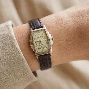 1937 Bulova American Clipper Unisex Watch – Art Deco Stepped Gold-Filled Case – Warranty