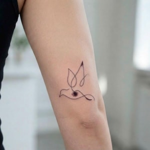 Minimalistisk fågeltatueringsdesign, liten nyckelbens- och halstatueringsschablon, linjekonst