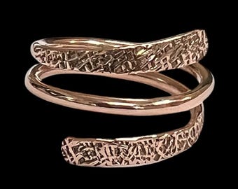 Handmade Twisted Copper Ring: Textured Boho Minimalist Jewelry/Healing, Aura Elevating
