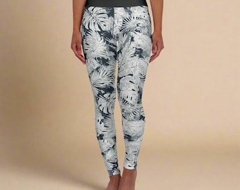 Leggings de yoga con estampado polinesio brumoso, ropa deportiva tribal samoana de cintura alta, pantalones de entrenamiento suaves de las islas del Pacífico, regalo de las islas del Pacífico para ella.