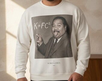 Sudadera samoana personalizada, parodia divertida de Einstein de KFC, sudadera con cuello redondo de humor pasifika, regalo para papá samoano, prenda polinesia para el Día del Padre.