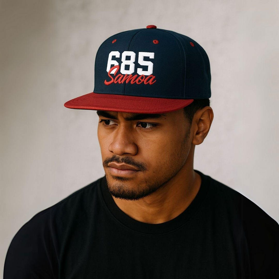 Samoa 685 Flat Bill Snapback Hat, Polynesian Embroidered Cap in Samoan ...
