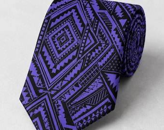 Corbata con estampado Fetu Pauli samoano de The Koko Samoa, regalo para papá, estampado polinésico, accesorio cultural pasifika, para bodas y oficinas.