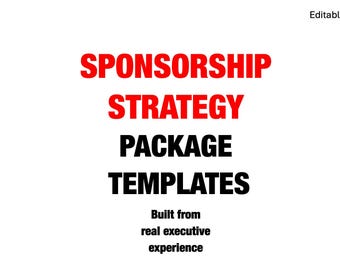 Sponsorship Strategy Templates, Sports Marketing Partnership Deck, Sponsorship Package Example, Editable PPT, Digital Download