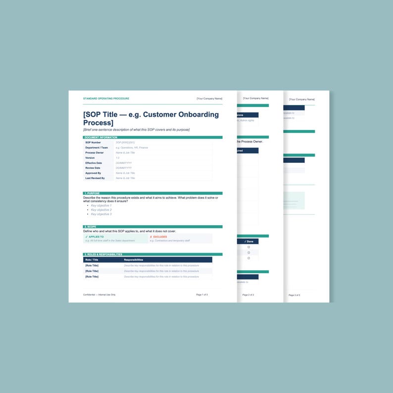 SOP Template | Standard Operating Procedure Template for Business ...