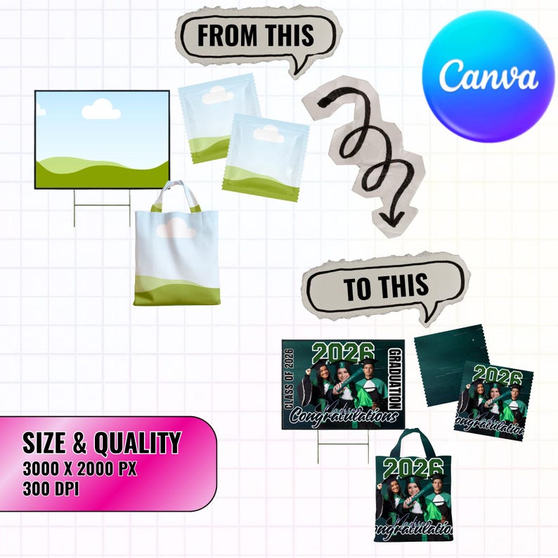 Graduation Mockup bundle Template, Graduation Stole, Canva Graduation Gift Set Mockup Bundle, Grad Paddle Fan Template, Bundle Template