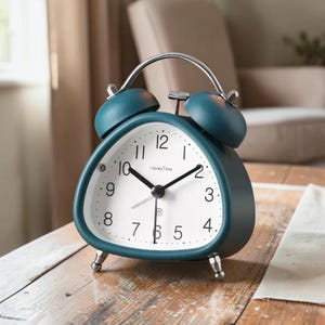 Reloj despertador retro de doble campana, reloj de escritorio de metal, luz nocturna silenciosa, decoración para el hogar y la oficina.