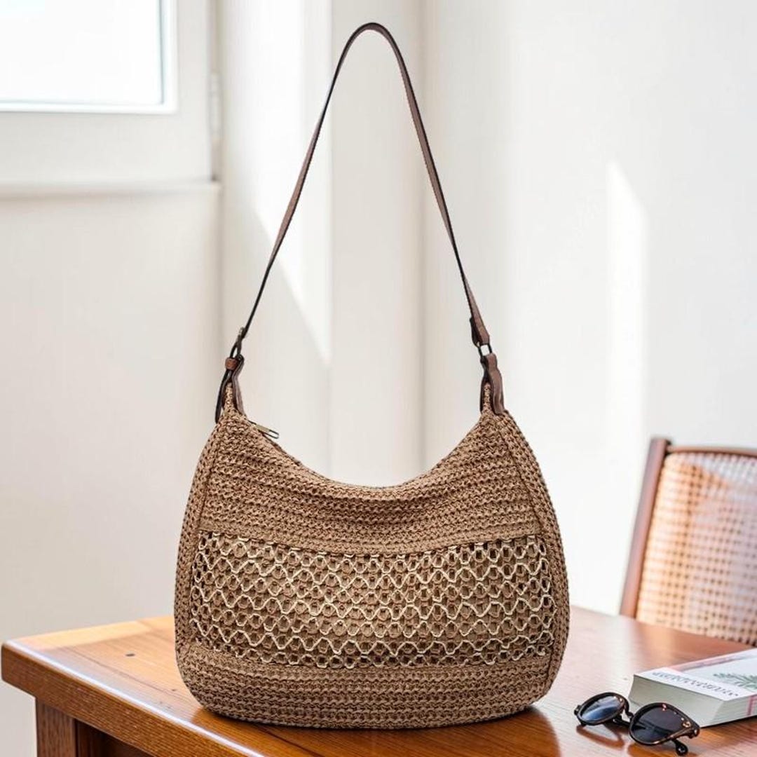 Rattan Straw Tote Bag Large Capacity Summer Beach Shoulder Bag for ...