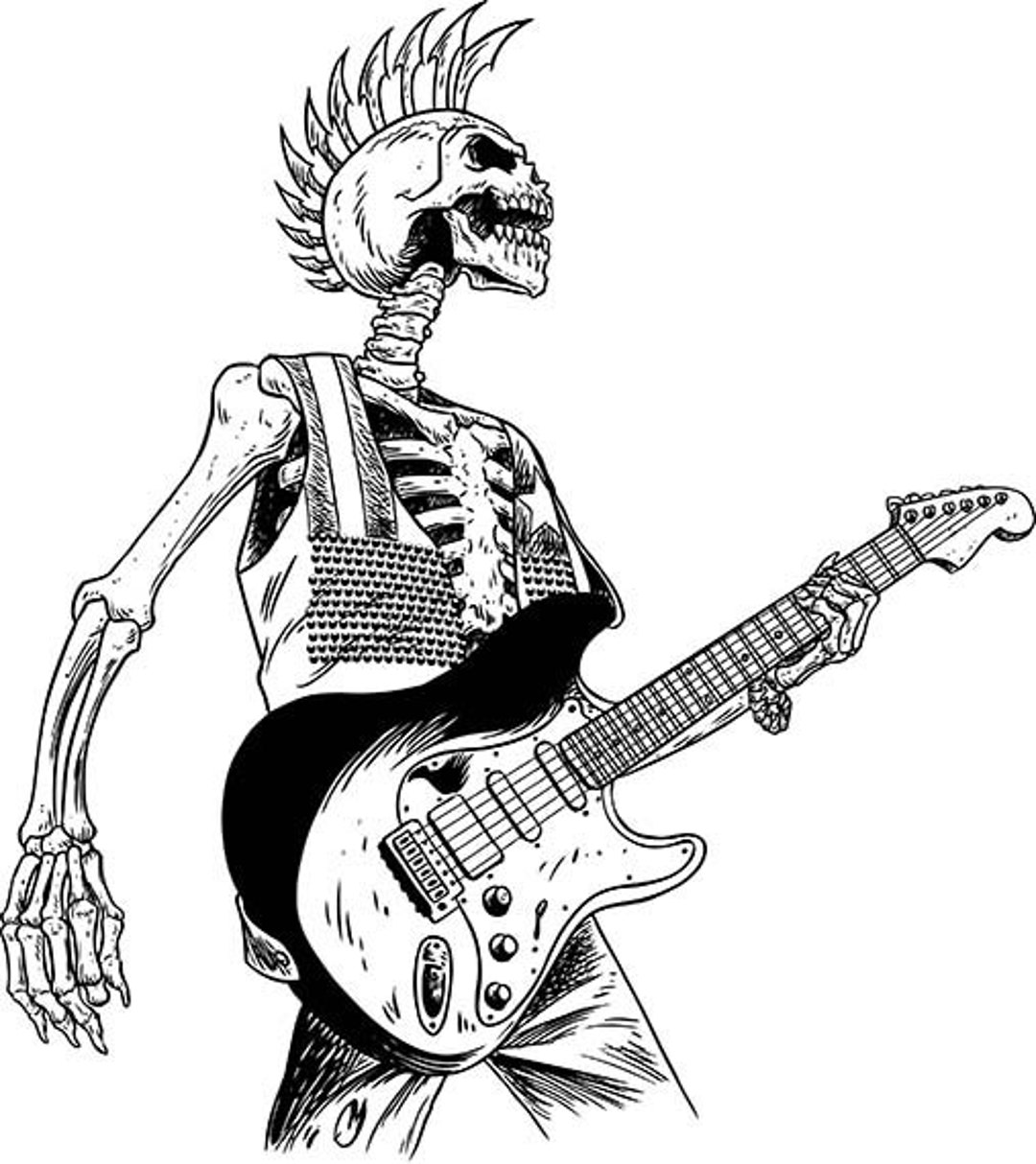 Punk Rock Skull Skeleton Rock and Roll Hard Rock Thrash