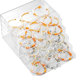 Clear Acrylic Earring Organizer, 30 Compartment Jewelry Holder with 5 Drawers