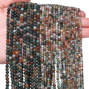 180PCS 2mm Indian Agate Gemstone Beads, Natural Round Stone Beads for Jewelry Making, Smooth Loose Beads for Bracelets, Necklaces, Chakra