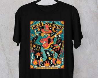 Maglietta nera da uomo con poster di Billy Strings