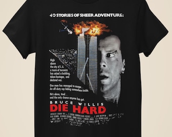 Die Hard - Maglietta unisex nera ispirata al poster del film