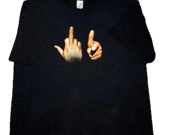Maglietta vintage anni 2000 F k You Rocky Middle Finger F U sbiadita