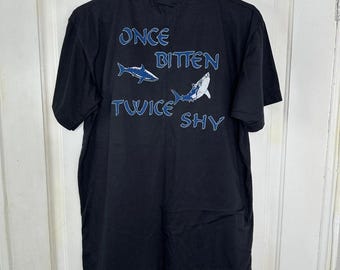 Maglietta vintage anni '80 dei Great White Band Once Bitten Twice Shy Rock Taglia L