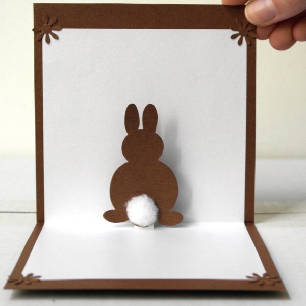 Pop Up 3D Bunny Card - Original Handmade Unique Special Cute Sweet Greeting Card