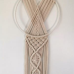 Macramé wanddecoratie van katoen - middelgroot - naturel - decoratief - boho-stijl