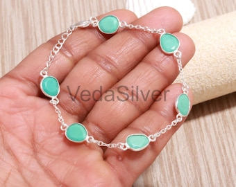Arizona Turquoise Freeform Faceted Bracelet, 925 Sterling Silver Handcrafted Statement Piece