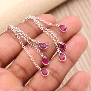 Orecchini con rubino, pietra preziosa rosa, argento sterling 925, gioielli da indossare tutti i giorni, pietra portafortuna di luglio.