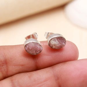 Natural Ruby Stud Earrings 925 Sterling Silver, Oval Gemstone Studs, July Birthstone Jewelry, Real Ruby Earrings Gift for Her