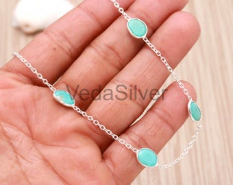Natural Arizona Turquoise Necklace 925 Sterling Silver Daily Wear December Birthstone Jewelry