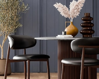 Silla de comedor de nogal hecha a mano: Asientos de cocina de estilo moderno de mediados de siglo