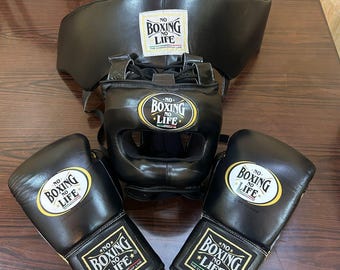 Conjunto de boxeo profesional personalizado / Guantes de entrenamiento y sparring, protector de cabeza, protector inguinal / Todas las tallas