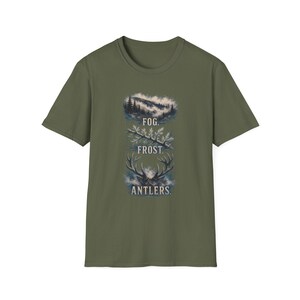 Fog Frost Antlers - Hunting T-Shirt - Winter Deer Hunting Whitetail Graphic Tee immagine 12