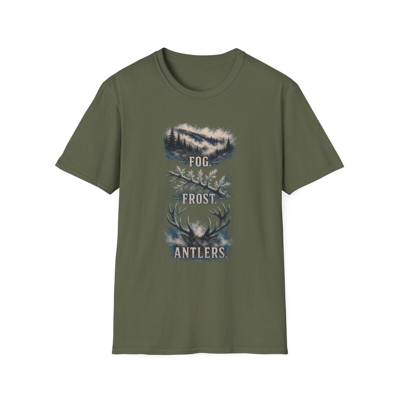 Fog Frost Antlers - Hunting T-Shirt - Winter Deer Hunting Whitetail Graphic Tee immagine 12