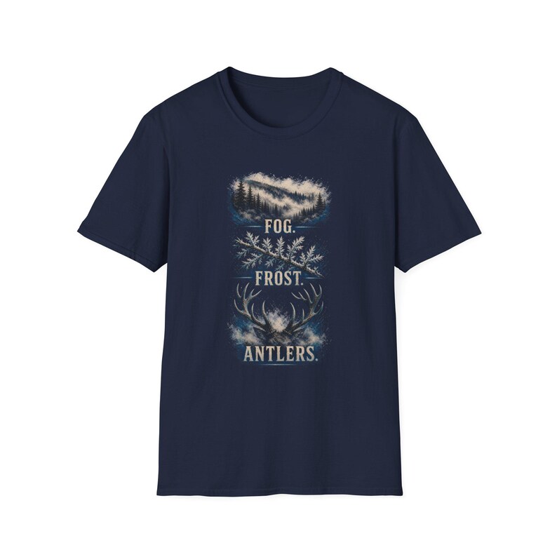 Fog Frost Antlers - Hunting T-Shirt - Winter Deer Hunting Whitetail Graphic Tee immagine 17