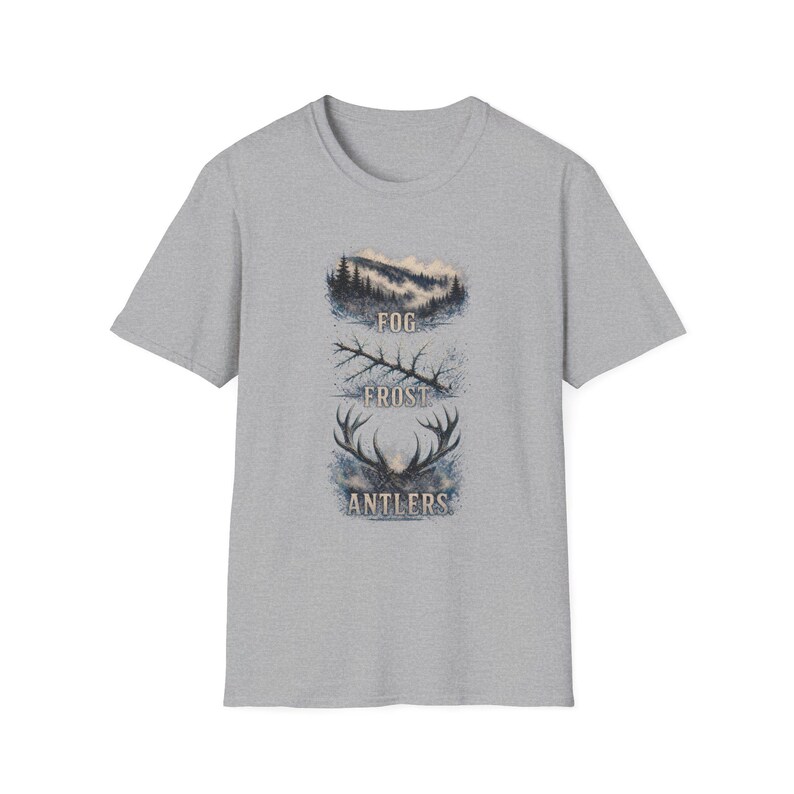 Fog Frost Antlers - Hunting T-Shirt - Winter Deer Hunting Whitetail Graphic Tee immagine 8