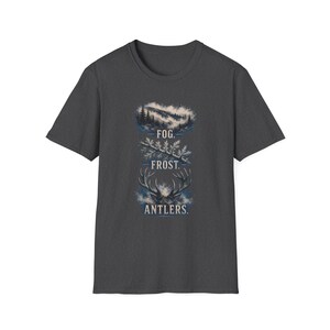 Fog Frost Antlers - Hunting T-Shirt - Winter Deer Hunting Whitetail Graphic Tee immagine 15