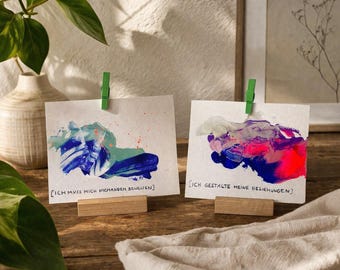 Personalisierte Affirmationskarte l handgemalt l dein Wunschtext auf Papier