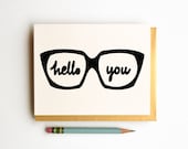 hello you glasses geek chic glasses card social stationery