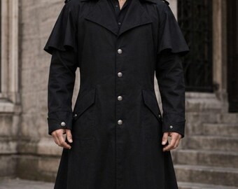 ジャケット・アウター 90s archive super long chester coat Vintage Black Leather Trench Coat: 1990s Avant Garde Overcoat