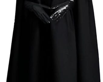 Ladies Black Wool Cape Cloak, Winter Long Cape Coat