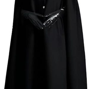 Capa de lana negra para mujer, abrigo largo de invierno