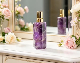 Frasco de perfume de cristal natural, frasco pulverizador de piedras preciosas, vial de aceite esencial, regalo para damas de honor