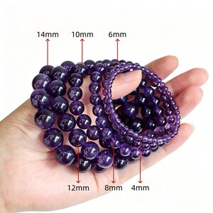 Pulsera de amatista uruguaya natural, pulsera elástica de cuentas de piedras preciosas, regalo de joyería de cristal curativo