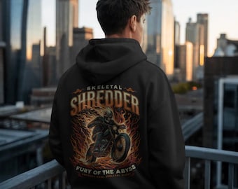 Sudadera con capucha de motociclista con diseño de esqueleto triturador, ropa para motociclistas, diseño de Fury Abyss