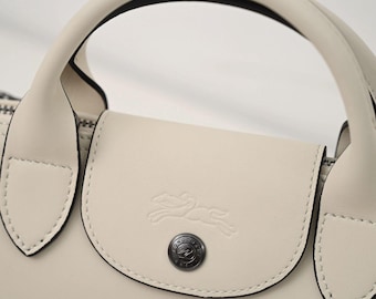 Longchamp Le Pliage Xtra XS Biała skórzana torba typu tote, torebka na ramię, torebka ze skóry bydlęcej, kompaktowa i poręczna, prezent dla niej