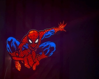 3D Printed Spiderman Lightbox Lamp - Marvel LED Night Light Kids Room Decoration Spiderman Gift Handmade Lighting