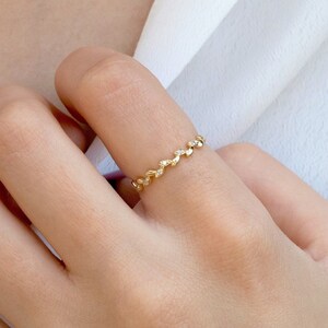 14K Gold Dainty Multi-Diamonds Ring, Leaf Engagement Or Wedding Ring